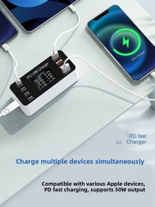 Earise | High Power USB Charger Station Multi Port PD Fast Charge 20W Smart Digital Display Desktop Charging Hub Studio Flash Charge Socket QC3.0