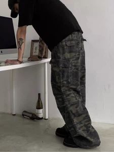 Loose Profile Camouflage American Retro Cargo Pants Men and Women Casual Fashion Brand Jeans Straight-leg High Street Wide-Leg Pants