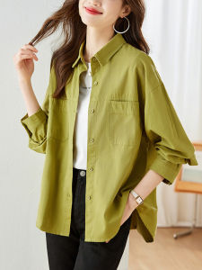 Loose Fit Pure Cotton Womens Shirt Jacket Casual Style Spring Autumn Fashionable Top Design Sensation Niche Fashionable