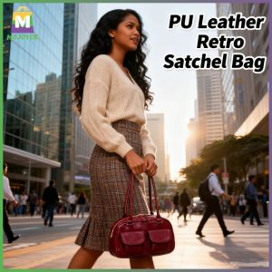 MOJOYCE Durable Leather Womens Shoulder Bag with Double Pockets Lightweight Crossbody Purse for Travel and Shopping in Olive