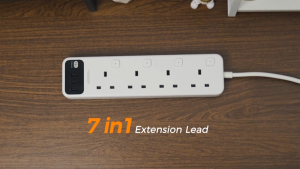 TESSAN 4 Way Power Strip Plug Extender Multi Plug Extension Lead 5M with Switches Extension Cable with 3 USB