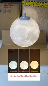 Đèn thả mặt trăng 15cm 20cm 25cm 30cm 40cm trang trí phòng ngủ bàn ăn Led 3 màu 12W 220V THD20 Ngọc Thắng