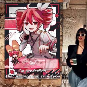 Popular Virtual Singer Kasane Teto Anime Retro Flags Multiple Choice Living Studio Booth Interior Decoration Banner