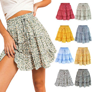 Casual Printed Ruffled Skirt for Women Street Style mid Waist Short Skirt Floral Edge Design Summer Collection A-Line Silhouette