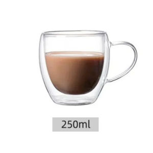 250/350/450ml Glass Coffee Mug with Handle Double-Walled Borosilicate Glass Cup For Cold or Hot Water Juice Milk Coffee Whiskey