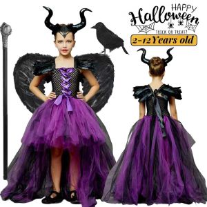 Maleficent Costume Dress: Halloween & Christening Glam Gown for Girls