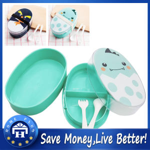 【Local delivery】 700ml Cartoon Healthy Lunch Box Cute Kids Microwave Oven Children Double Layer Bento Boxes Fruit Box Kid Food Container BPA Free Kid-Lunch-Box