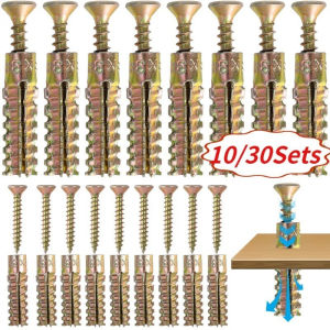 30Sets Anti-loose Cement Wall Anchors Drilling Plugs Serrated Expansion Screws Nails Metal Carbon Steel Home Hardware Tools