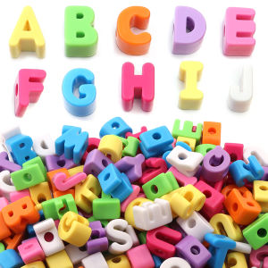 Acrylic Thư Hạt Lỗ Lớn Dành Cho Trẻ Em Thủ Công Bảng Chữ Cái Không Gian Siêu Tốc Hạt Cho DIY Trang Sức Vòng Cổ Móc Khóa Phụ Kiện