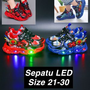 (LOLI-JKT)SP03 SEPATU LED ANAK BAGUS MODEL SPIDERMAN RETRO SIZE 21-30