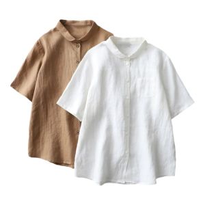 Doll Collar Short Sleeve Casual White Blouse
