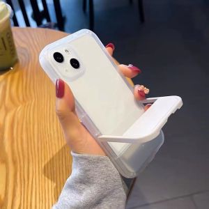 6 Color Holder Phone Casing for IPhone X XR Xs Max 11 12 13 14 Pro Max 7 8 Plus Transparent TPU Invisible Stand Holder Phone Case