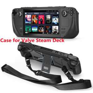 Zeallion Transparent Case Full Body Protective Case Hard Shell Anti-Scratch Cover with Strap and Holder Stand for Valve Steam Deck 2021 2022 Game Console Accessories