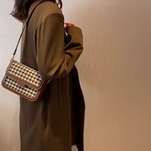 Houndstooth Retro Túi Vuông Nhỏ Túi Nữ 2023 Mới