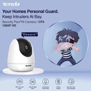 Tenda CP3 Home Smart WiFi Camera 1080P Two Way Audio 360° Pan/Tilt All round PTZ CCTV Camera | With SD Card Option 32GB 64GB 128GB | IP Camera Easy to Use