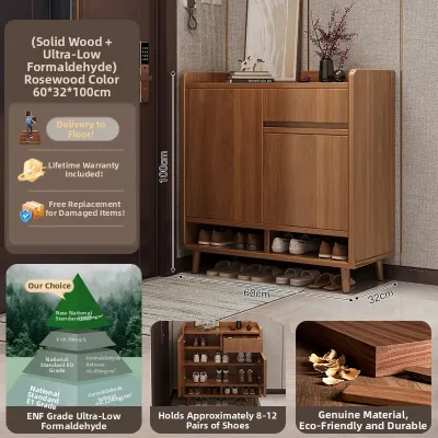 Real Wood Shoes Cabinet Integrated Storage Home Entrance Corridor Use
