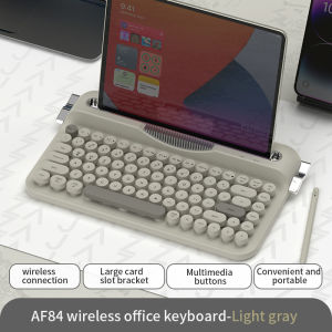 AJAZZ | Ajazz AF84 Wireless Thin Film Keyboard Dual-Mode 2.4G+BT punk Typewriter AAA Battery Office Keyboard Can Be Placed on a Tablet