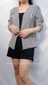 Jacket Blazer scuba houndstooth buat hangout dan kantoran