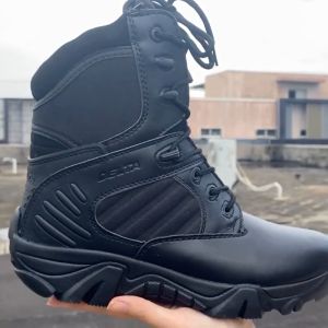 High Cut Tactical Shoes for Men Work Boots Side Zipper Military Tactical Boots Non-Slip Outdoor Combat Shoes