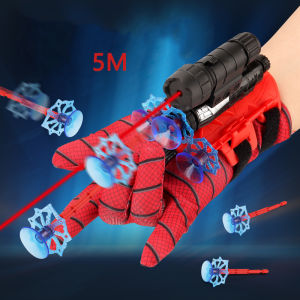 5M Spider Man Web Shooters Wrist Suction Cup Spider Silk Launcher for Kid Cosplay Toys With Laser Light