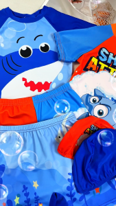 Kids Boys Swimming Attire Set New Tops + Short & Cap Set Cute Quick Dry Swimwear Rashguard for Kids Boys 1-6 Years Old