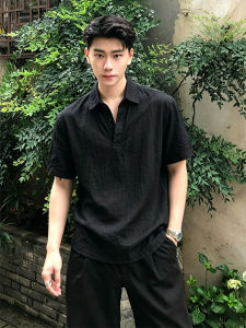 ZHUOCAN | Breathable Ice Silk Flax Short Sleeve Polo Shirt