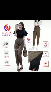Quần baggy quần tây nữ bo gấu kéo khóa cạp chun LUCY thời trang hiện đại vô cùng thỏa mái