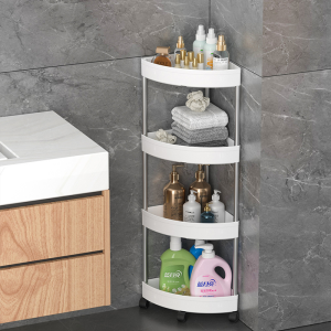 🇹🇭Ekcam 2/3/4/5ชั้น ชั้นวางของสามเหลี่ยมพลาสติก ชั้นวางของในห้องน้ำ ชั้นวาง2-5 ชั้น ของในห้องคมีล้อเลื่อน ของ 3 เข้ามุม ชั้นวางของในห้องน้ํา คุณภาพ การออกแบบกลวง สามารถวางน้ำยาซักผ้าขวดใหญ่ได้ เก็บของใช้ในห้องน้ำ 3/4/5 ชั้นวางของเข้ามุม