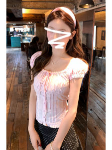 HUAYILING | Pink Polka Dot Bubble Sleeve Dress