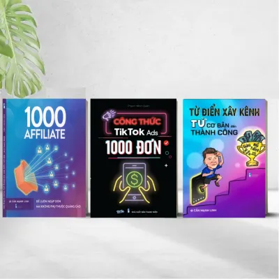 Combo 3 Cuốn Công Thức Tiktok Ads 1000 Đơn Từ Điển Xây Kênh Từ Cơ Bản Đến Thành Công và 1000 Affiliate Cấn Mạnh Linh sổ tay