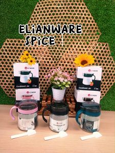 Elianware 350ml Kitchen Glass Condiment Jar / Spice Seasoning Container with Handle /Spice Jar