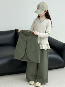 MPW | Girls Casual Three-Piece Set Autumn Clothes Children Fashionable Korean Style Vest Underwear Loose Pants Comfortable Breathable