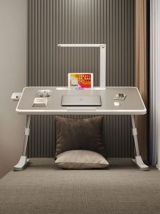 Small Table with Table Lamp Foldable Adjustable Bed Desk Student Writing Bay Window Bedroom Dorm Bed Table Laptop Lazy Table Bracket Small Table Board Dining Kang Table Simple Movable