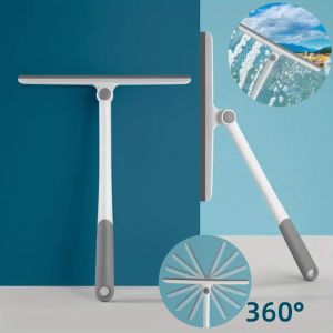 360-degree Rotate T-shaped Glass Water Wiper Bathroom Toilet Mirror Window Cleaning Brush Household Mini Window Wiper Cleaning