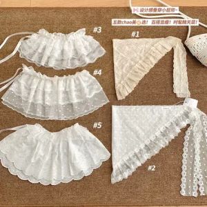 กระโปรงจีบผ้าลูกไม้สไตล์บัลเล่ต์สำหรับผู้หญิง กระโปรงสั้นผ้าโพลีเอสเตอร์ผสมลายพิมพ์ดอกไม้สไตล์เกาหลี