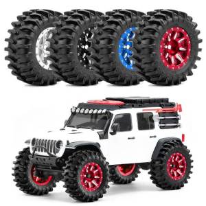 4Pcs 0.7 Aluminium Alloy Tires and Wheels Set for 1/30 Ford Bronco Jeep Wrangler K10 Axial SCX30 RC Crawler Upgrade Parts