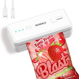 Portable Sealing Machine Rechargeable Bag Sealer Cutter for Resealing Chip Snacks Kitchen Food Camping Heat Seal Storage Packing
