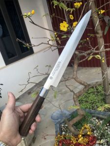 Dao cắt sashimi Nhật dài 42cm không rỉ sắc bén lưỡi dài cán gỗ đầm tay (cam kết chất lượng) - Dao làm bếp