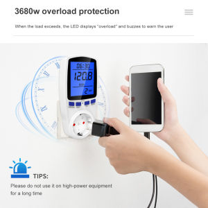 เครื่องวัดพลังงานแบบดิจิตอล วัตต์มิเตอร์แรงดันไฟฟ้า ซ็อกเก็ต วัตต์ Kwh Energy Meter ใช้ตรวจสอบ เต้าเสียบมิเตอร์ใช้ไฟฟ้า 220V AC