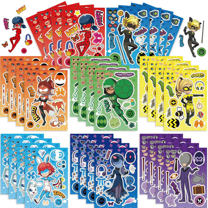 16-Piece Puzzle Sticker Set Miracles Girl Classic Cartoon Character ...