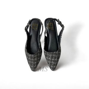 MS Heels Wanita Hak 3cm Mules Wanita Sepatu Sandal Wanita Sol Karet Sepatu Kerja