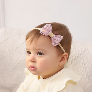 CHLOE Pita Headband Bayi Renda Motif Bunga Elegan | Ikat Rambut Newborn Elastis Lembut 0-3 Tahun
