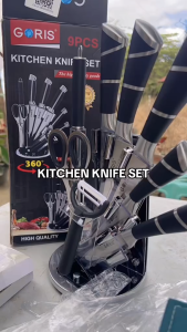 Goris 9pcs Stainless Steel Kitchen Knife Set (Stainless and Black Handle)