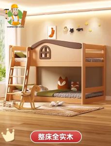 Solid wood childrens bed double bunk bed small unit half height bed two-story bed with slide high and low mother child bed bunk bed