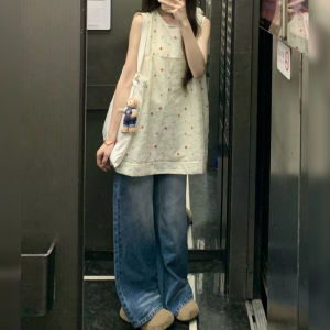 BINKAFENNY | Elegant French Design Embroidered Flower Round Neck Strap Vest Women Summer Outerwear Fashionable Stylish Beautiful Top