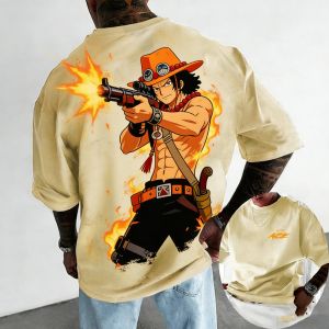 Bandai | "One Piece" Japanese Anime Mens Printed T-shirts Millennium Summer Leisure with Short Sleeves Leisure Boy Childrens T-shirt