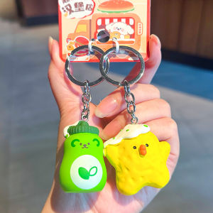 Cute Cartoon Fried Chicken And French Fries Keychains Couple Set Bag Decorations Simplicity Car Keys Accessories Resin Metal