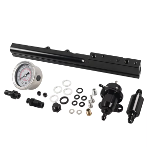 Fuel Pressure Regulator Gauge Fuel Rail Kit Fit For Acura/Honda Integra Civic B16 B18 B20 Si LS GSR B-Series Aluminum Black