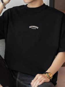 Áo Thun Cotton Nam Tay Ngắn Mùa Hè 2025 Cổ Tròn Dáng Rộng Thoải Mái Thường Ngày in Họa Tiết Thời Trang