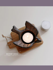 กล่องเก็บที่เขี่ยบุหรี่แบบโลหะทำจากเหล็กสไตล์ญี่ปุ่นเทียนรูปนกบินกล่องเก็บเชิงเทียนแนววินเทจแนววินเทจแนวอาร์ตๆ